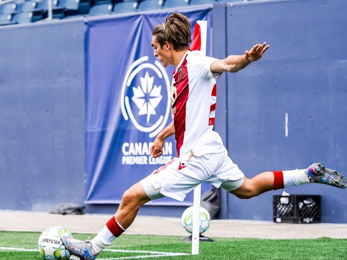 Kicking off recovery in Winnipeg's tourism sector - Sean Rea takes a corner kick in the first half of the game against Forge FC on June 27, 2021. Photo: CPL Robert Reyes/William Ludwick