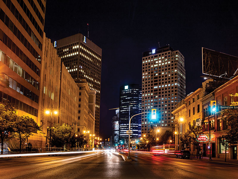 Downtown Winnipeg at night